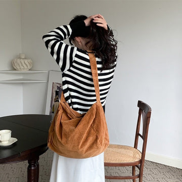 Soft and Stylish: Corduroy Crossbody Bag