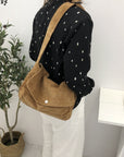 Hands-Free Convenience: Canvas Bag with Adjustable StrapHands-Free Convenience: Corduroy Bag with Adjustable Strap