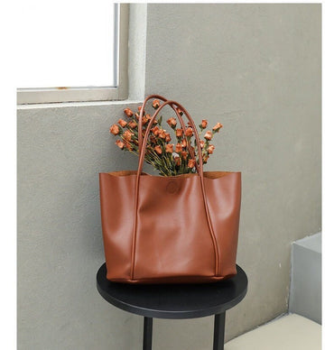 Vegan Leather Shoulder Bag Soft Leather Corduroy Tote Bag Women Vintage Shopping Bags Handbags Set Tote Bag Set Best Gift For Her