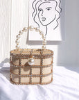 Huffmanx Pearl Bag Pearl Clutch Pearl Bucket Bag Fancy Bucket Purse Pearl Handbag Pearl Bag Chain Wedding Handbag Beaded Bags Bridal Clutch