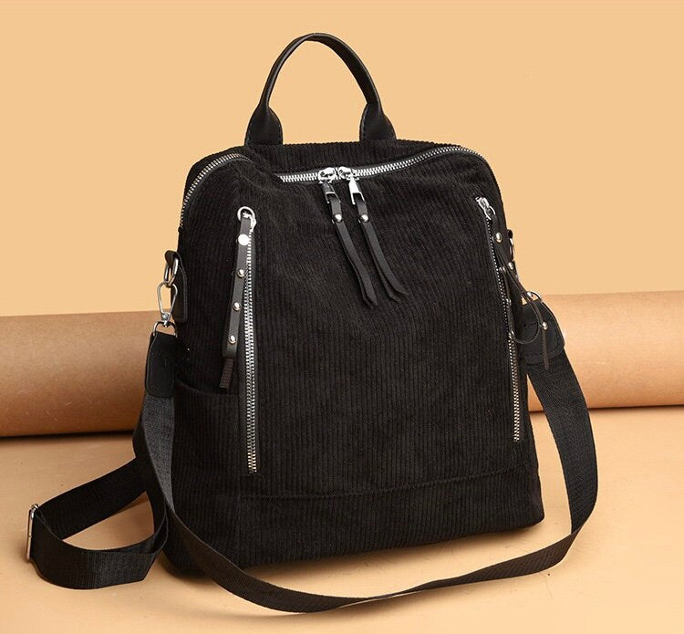Stay Practical and Fashionable with Our Classic Corduroy Backpack