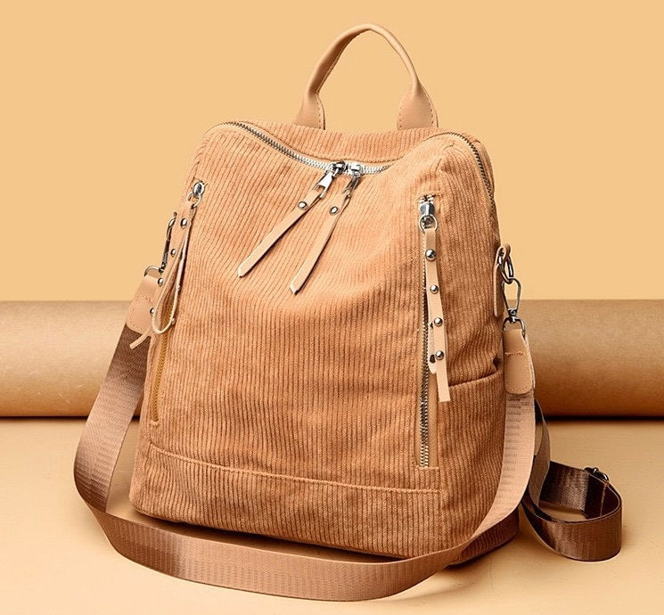 Stay Practical and Fashionable with Our Classic Corduroy Backpack