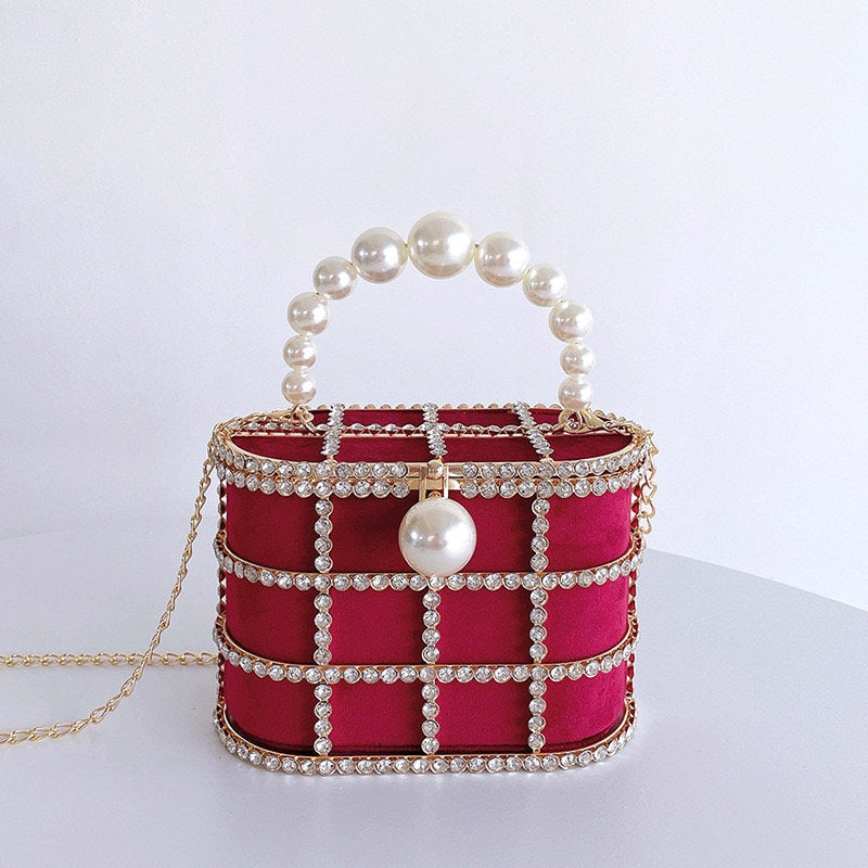 Huffmanx Pearl Bag Pearl Clutch Pearl Bucket Bag Fancy Bucket Purse Pearl Handbag Pearl Bag Chain Wedding Handbag Beaded Bags Bridal Clutch