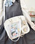 Ita Bag Crossbody Backpack with Insert Pin Display Bag for Anime Cosplay Large Canvas Shoulder Tote Ita Purse for Cosplay ITA Tote Bag Gift