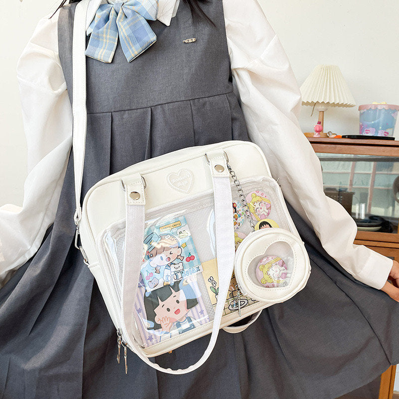 Ita Bag Crossbody Backpack with Insert Pin Display Bag for Anime Cosplay Large Canvas Shoulder Tote Ita Purse for Cosplay ITA Tote Bag Gift