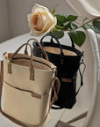 Canvas Tote Bag With Zipper -Canvas Messenger Bag- Black Canvas Bag Crossbody- Canvas Shoulder Bag With Pockets- Canvas Travel Bag- Gift