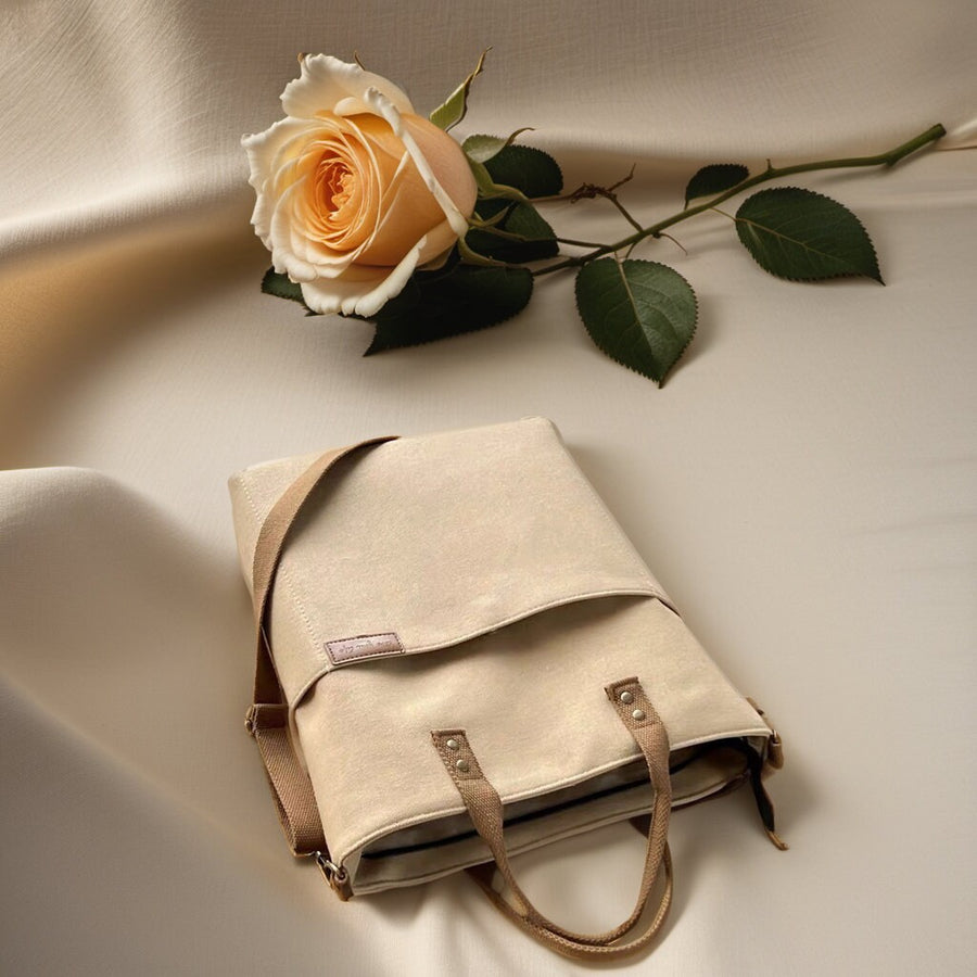 Canvas Tote Bag With Zipper -Canvas Messenger Bag- Black Canvas Bag Crossbody- Canvas Shoulder Bag With Pockets- Canvas Travel Bag- Gift