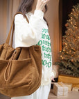 Corduroy Drawstring Bag- Corduroy Tote Bag- Corduroy Shoulder- Corduroy Messenger Bag- Retro Corduroy Bag- Corduroy Zipper Bag- Gift For Her